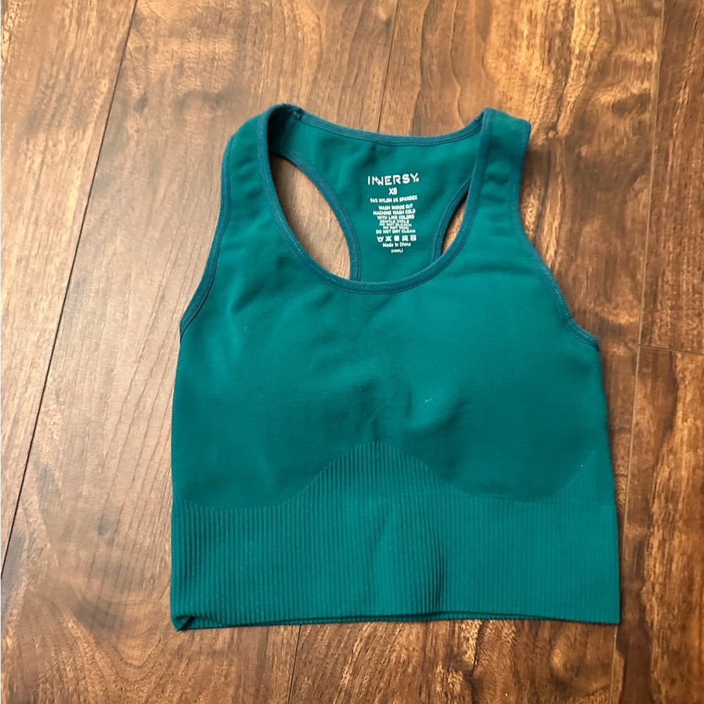 Inersy Teal Racerback Tank Top with built in bra